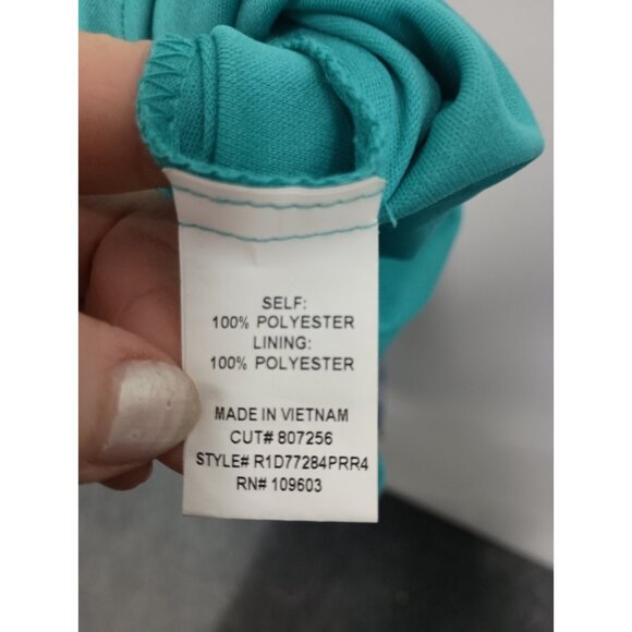 Rabbit Rabbit Rabbit Designs Womens Asymmetric Midi Dress Sz 14 Teal Brown Artsy - Picture 5 of 8